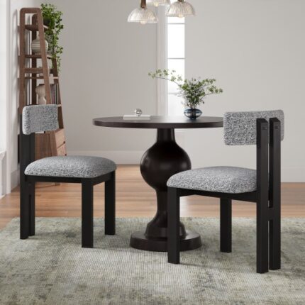 Set of 2 Upholstered Armless Dining Chairs with Metal Legs 