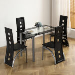 Black And Clear Dining Table Set – Modern Glass Table with Stylish Chairs 