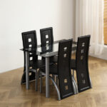 Black And Clear Dining Table Set – Modern Glass Table with Stylish Chairs 