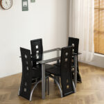 Black And Clear Dining Table Set – Modern Glass Table with Stylish Chairs 