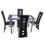 Black And Clear Dining Table Set – Modern Glass Table with Stylish Chairs 