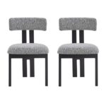 Set of 2 Upholstered Armless Dining Chairs with Metal Legs 