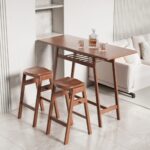 3-Piece Pub Dining Set – Retro Bar Table & Stackable Backless Stools with Storage 