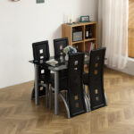 Black And Clear Dining Table Set – Modern Glass Table with Stylish Chairs 