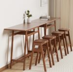 3-Piece Pub Dining Set – Retro Bar Table & Stackable Backless Stools with Storage 