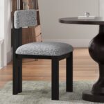 Set of 2 Upholstered Armless Dining Chairs with Metal Legs 