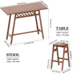 3-Piece Pub Dining Set – Retro Bar Table & Stackable Backless Stools with Storage 